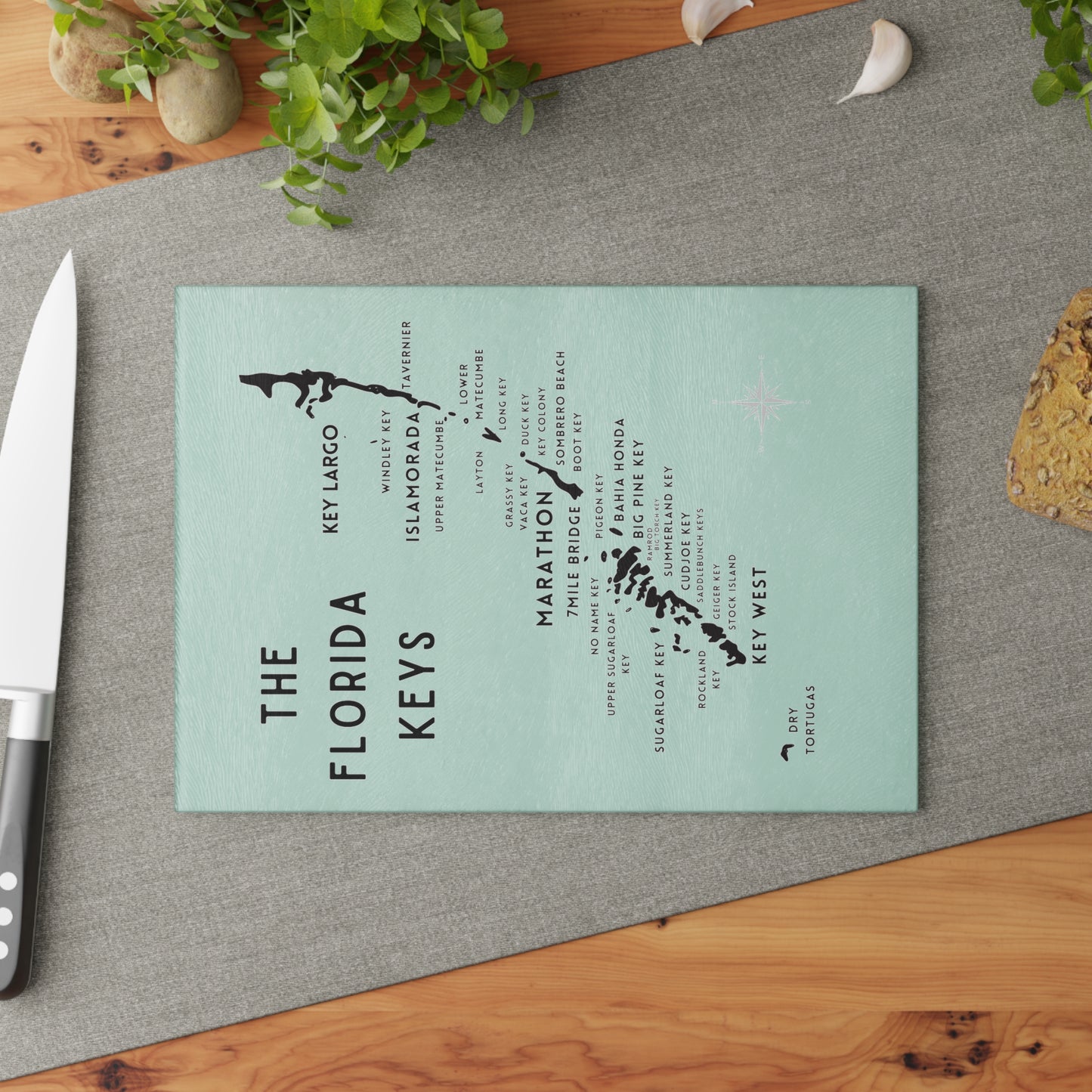 Florida Keys Map - Cutting Board - Marathon, Key West, Islamorada Gift Idea, Housewarming Gift