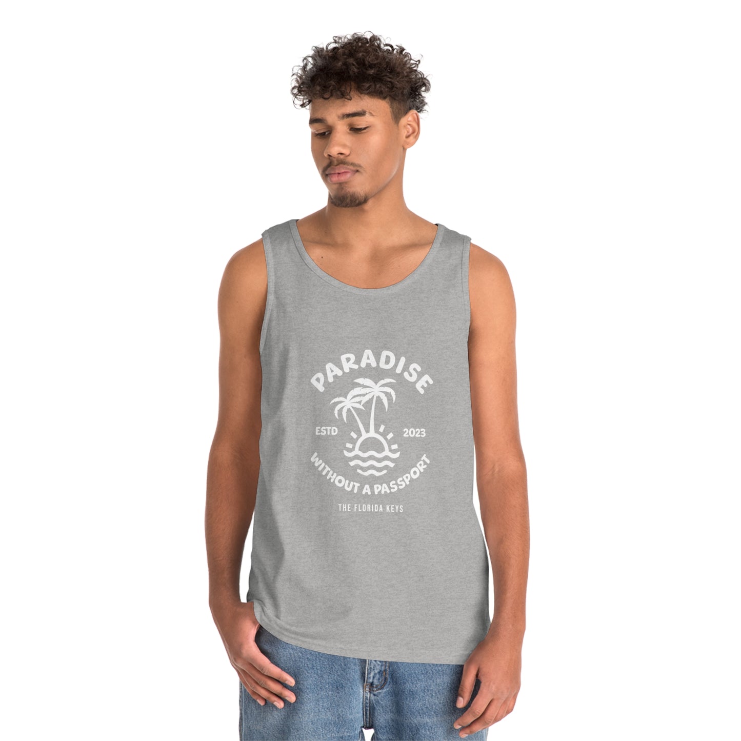 Paradise without a passport logo - Men's tank top
