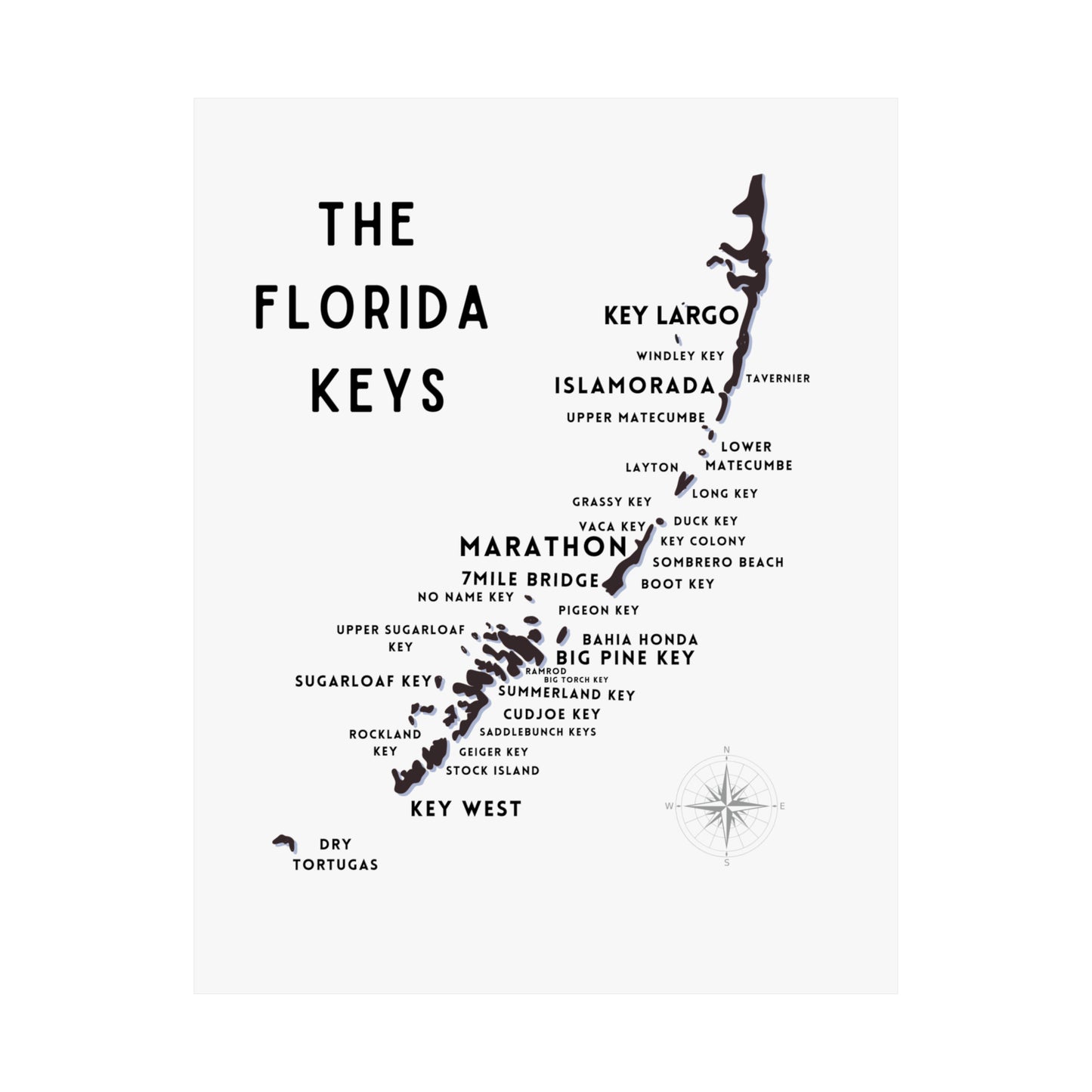 Florida Keys Map - Wall Art - Map of Florida Keys - Poster Florida Keys - Vintage Map - Art print florida keys