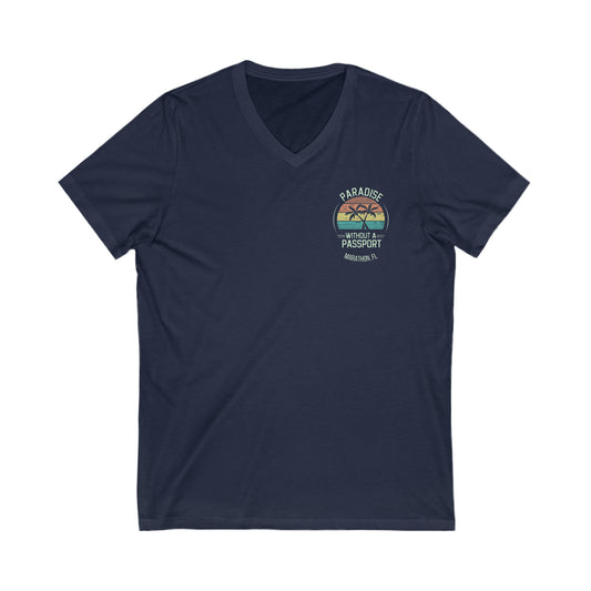 Paradise without a passport vintage -  vneck tee - marathon florida vneck - womens or mens
