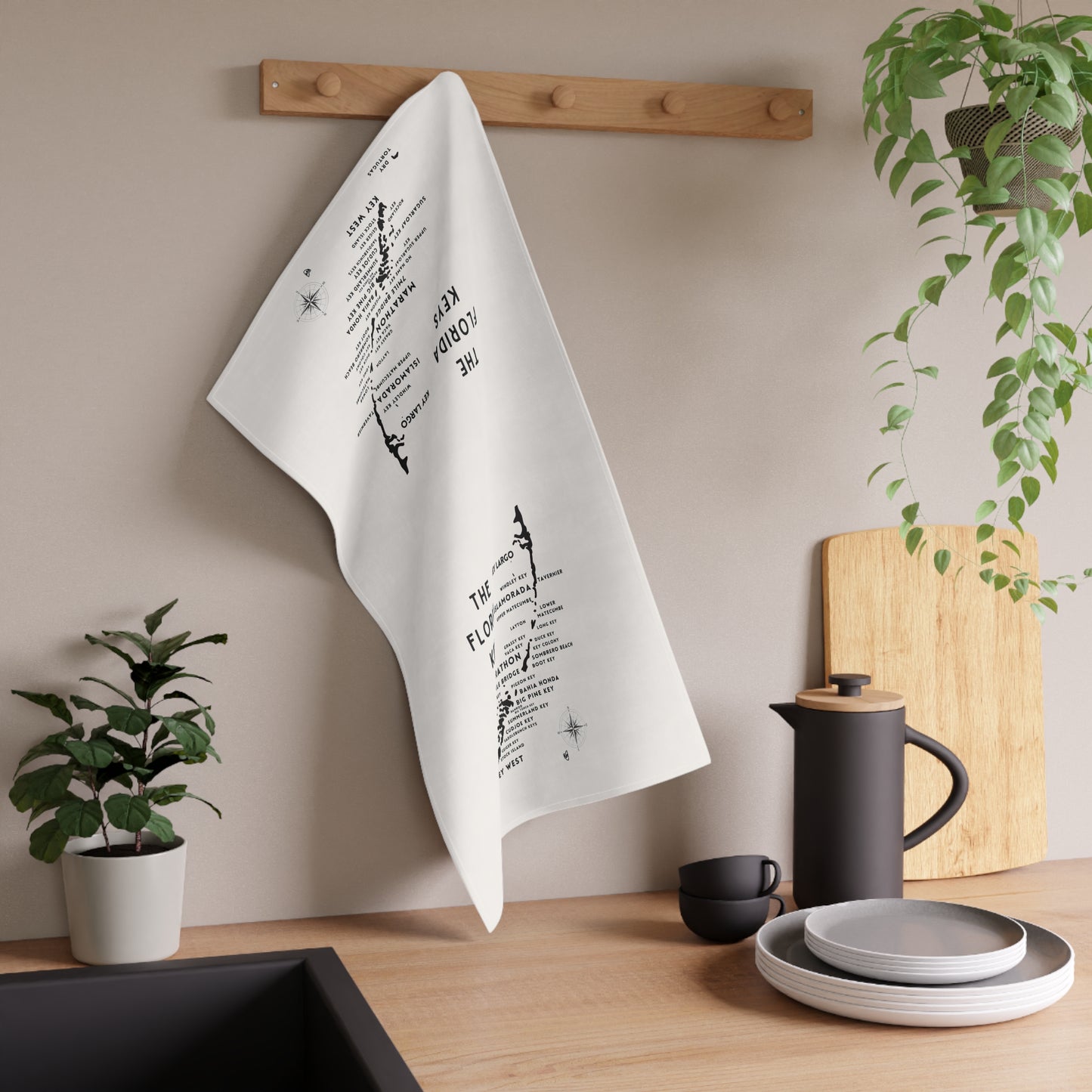 Florida Keys Map Tea Towels - Coastal Kitchen Decor, Beach House Towel, Map Art, Nautical Decor, Housewarming Gift