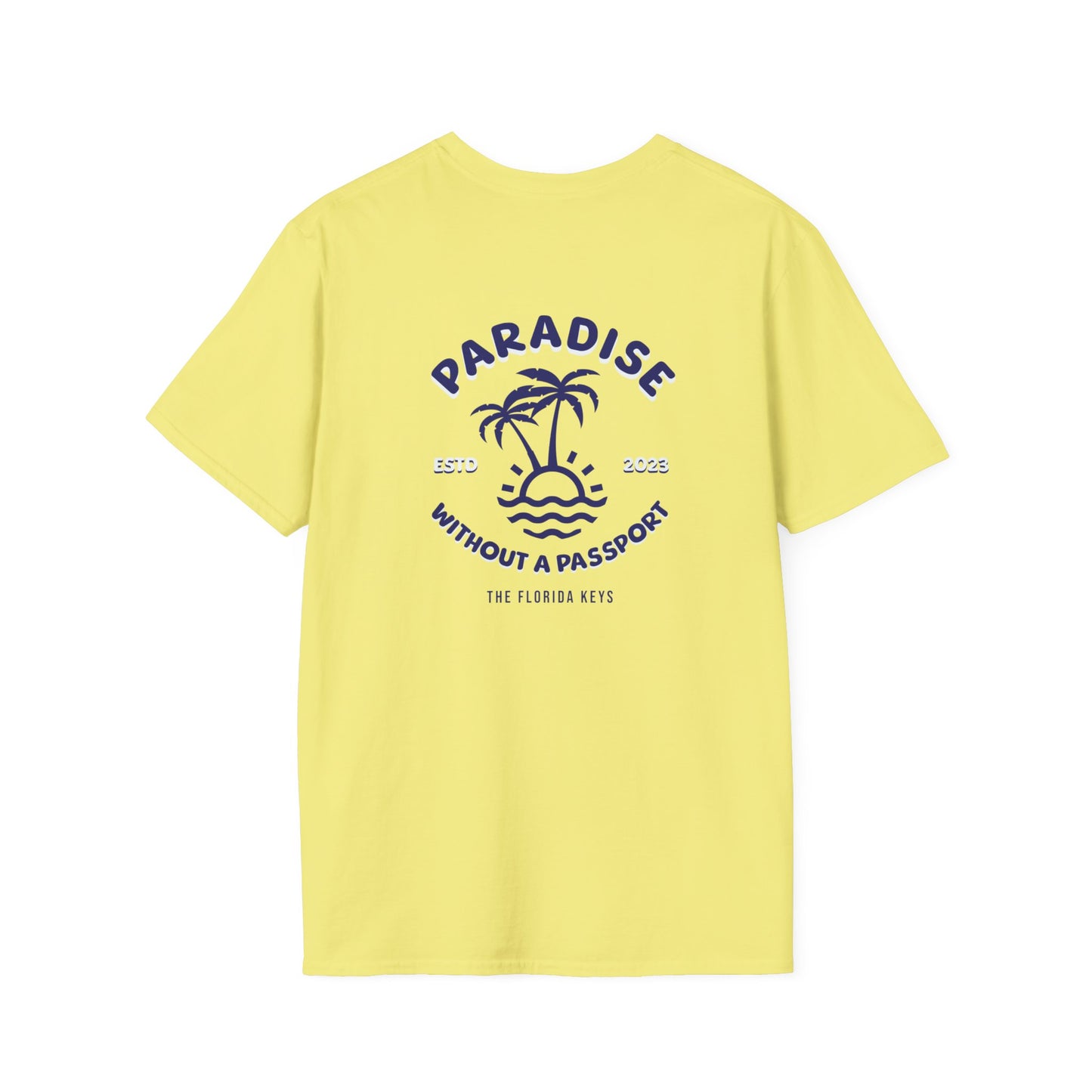 Paradise without a Passport - palm tree shirt - multicolor soft tee