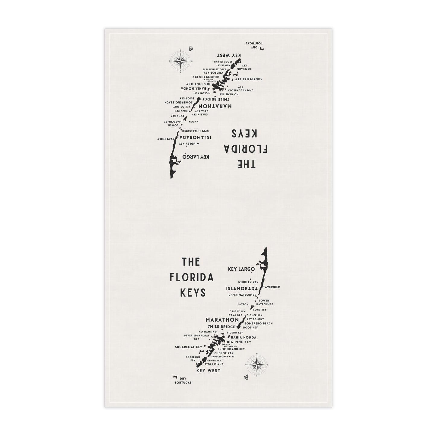Florida Keys Map Tea Towels - Coastal Kitchen Decor, Beach House Towel, Map Art, Nautical Decor, Housewarming Gift