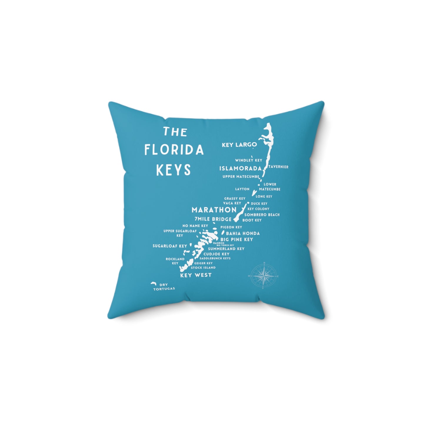 Florida Keys Map Pillow - blue and white - marathon, islamorada, key west, key largo - throw pillows - four sizes