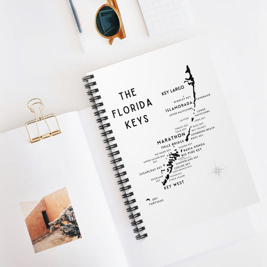 Florida Keys Map Spiral Notebook - Ruled Line