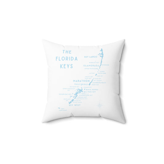 Florida Keys Map - throw pillow - white with blue - four sizes