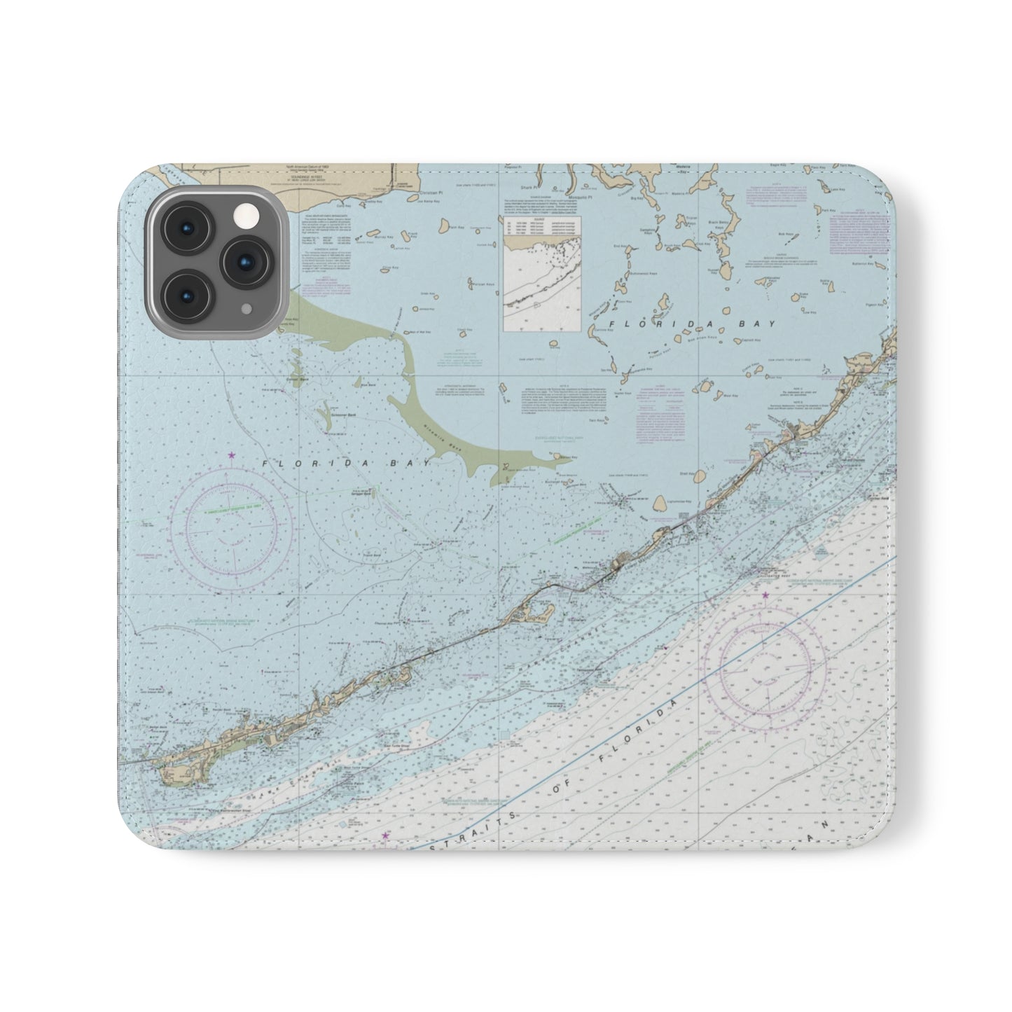 Florida Keys Nautical Map Cell Phone Wallet Flip Cases