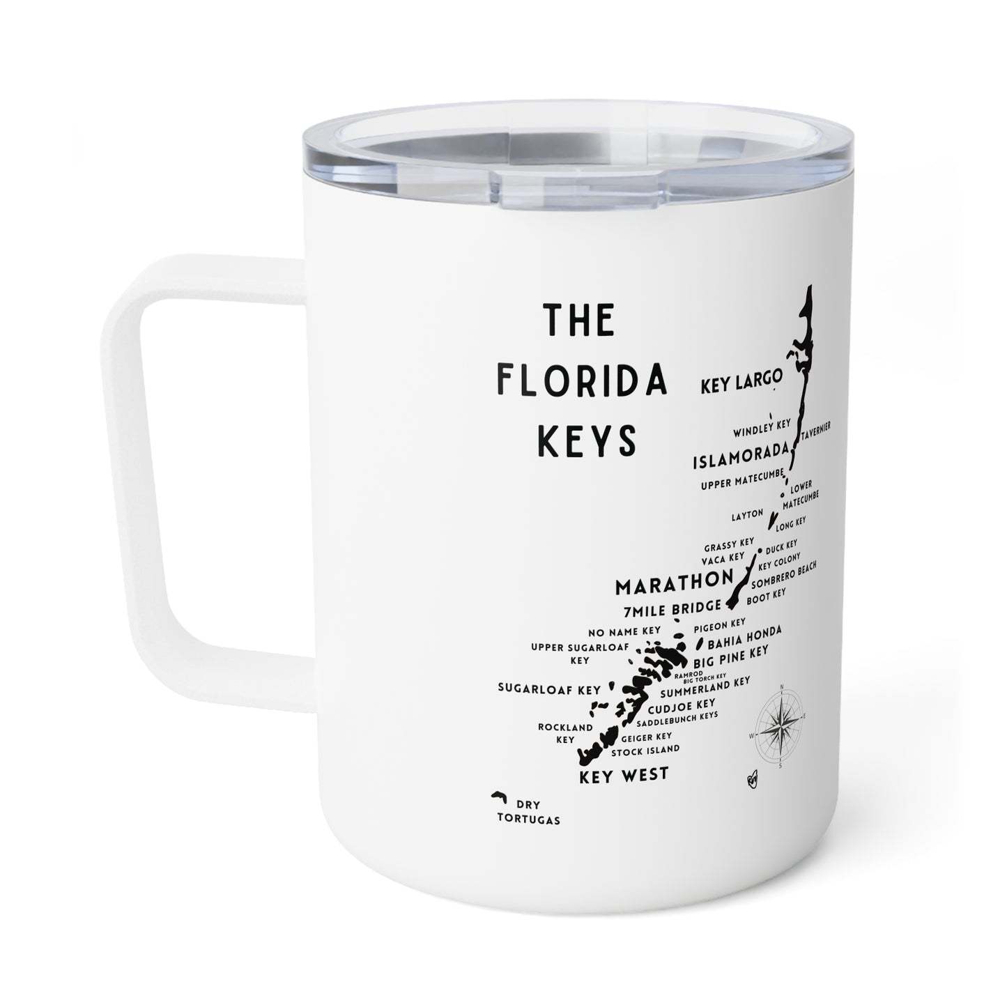 Florida Keys Map, Insulated Coffee Mug, 10oz, Stocking Stuffer
