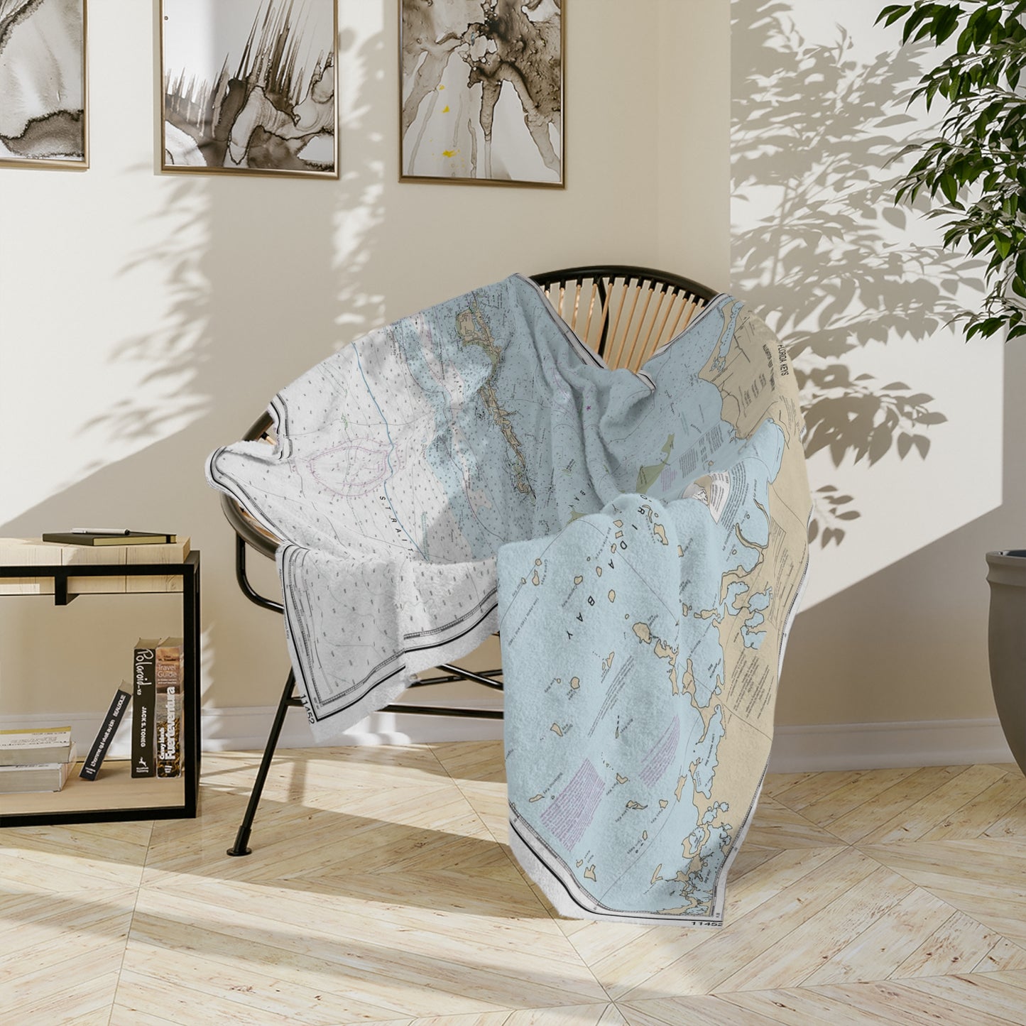 Florida Keys Coastal Map Plush Blanket - - soft cozy gift