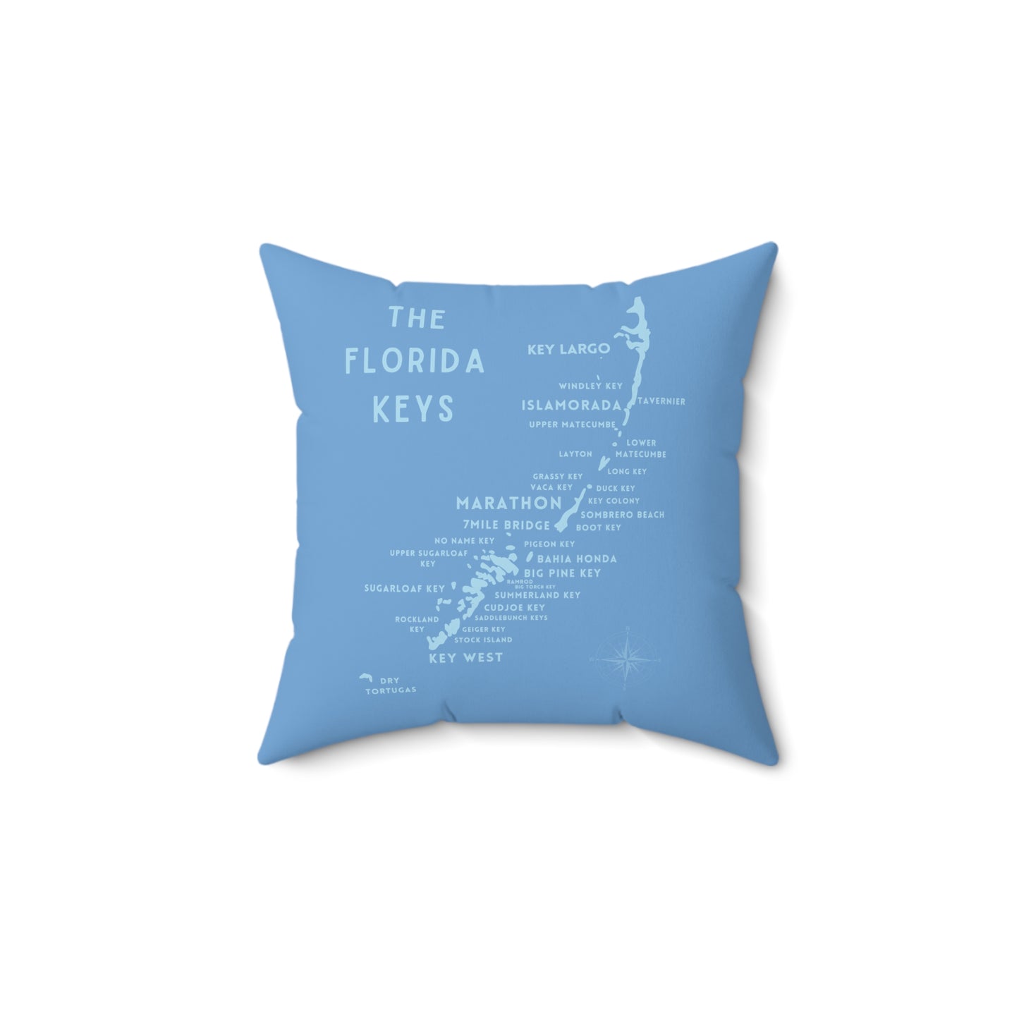Florida Keys Map - blue throw pillow - four sizes - marathon, islamorada, key west, key largo