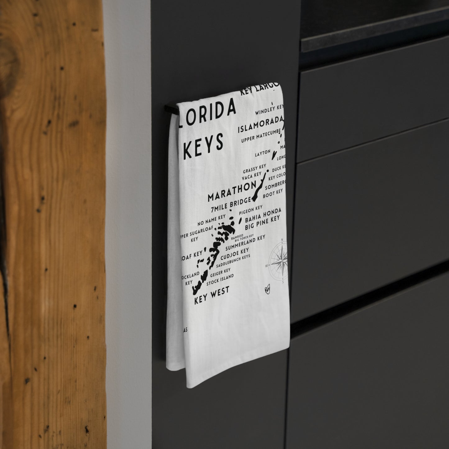 Florida Keys Map Tea Towel - Coastal Kitchen Decor, Nautical Dish Towel, Beach House Gift, Tropical Home Decor, Island Map Decor