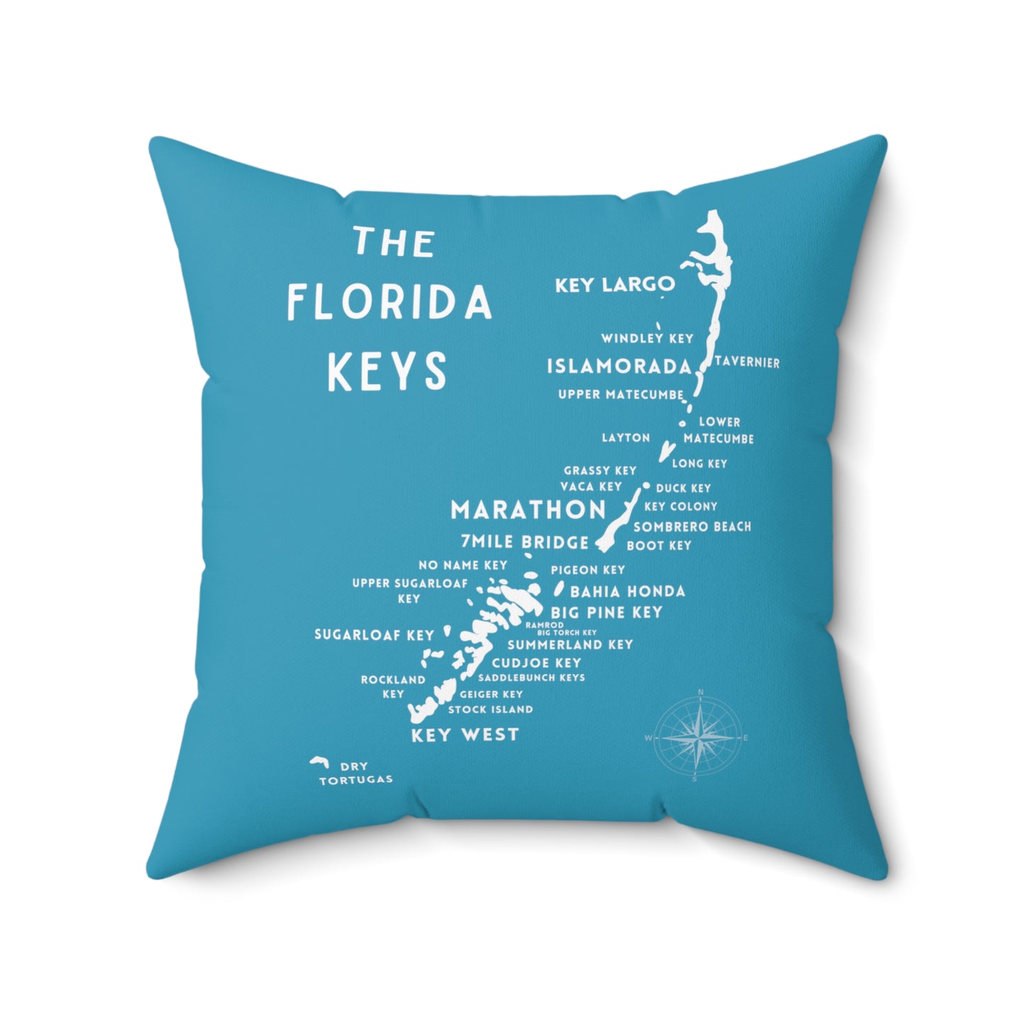 Florida Keys Map Pillow - blue and white - marathon, islamorada, key west, key largo - throw pillows - four sizes