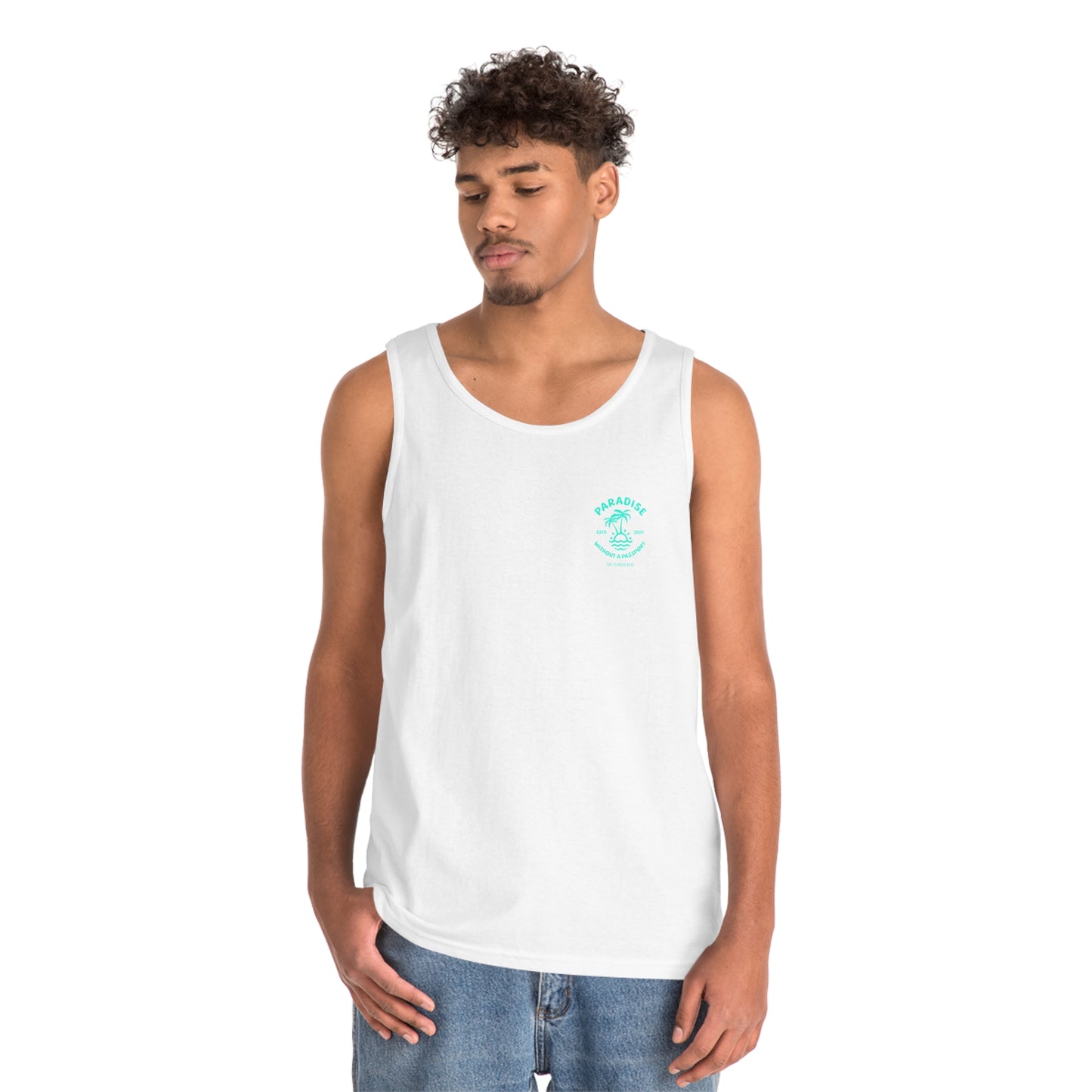 Paradise without a passport - LOGO GREEN Men's tank top