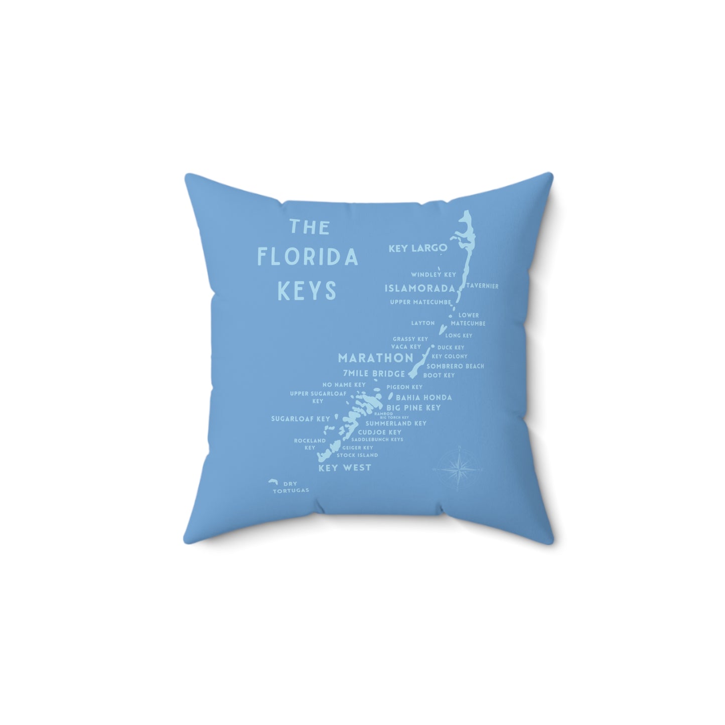 Florida Keys Map - blue throw pillow - four sizes - marathon, islamorada, key west, key largo