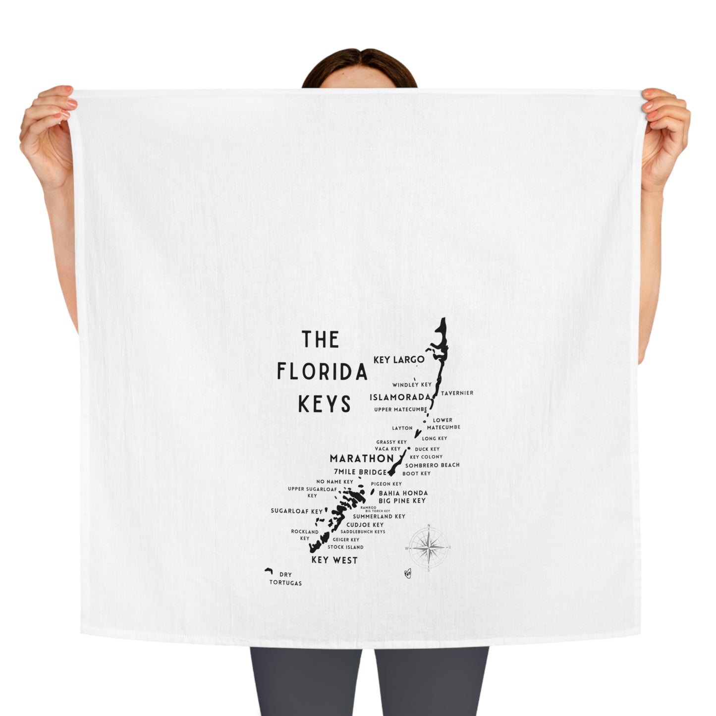 Florida Keys Map Tea Towel - Coastal Kitchen Decor, Nautical Dish Towel, Beach House Gift, Tropical Home Decor, Island Map Decor