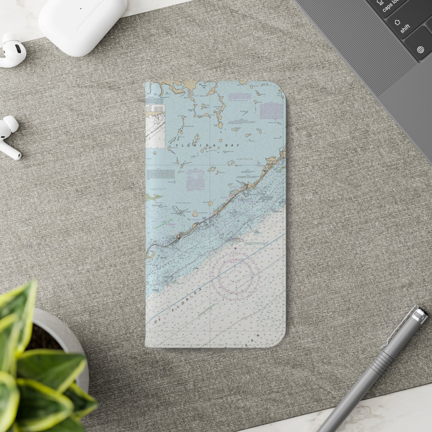 Florida Keys Nautical Map Cell Phone Wallet Flip Cases