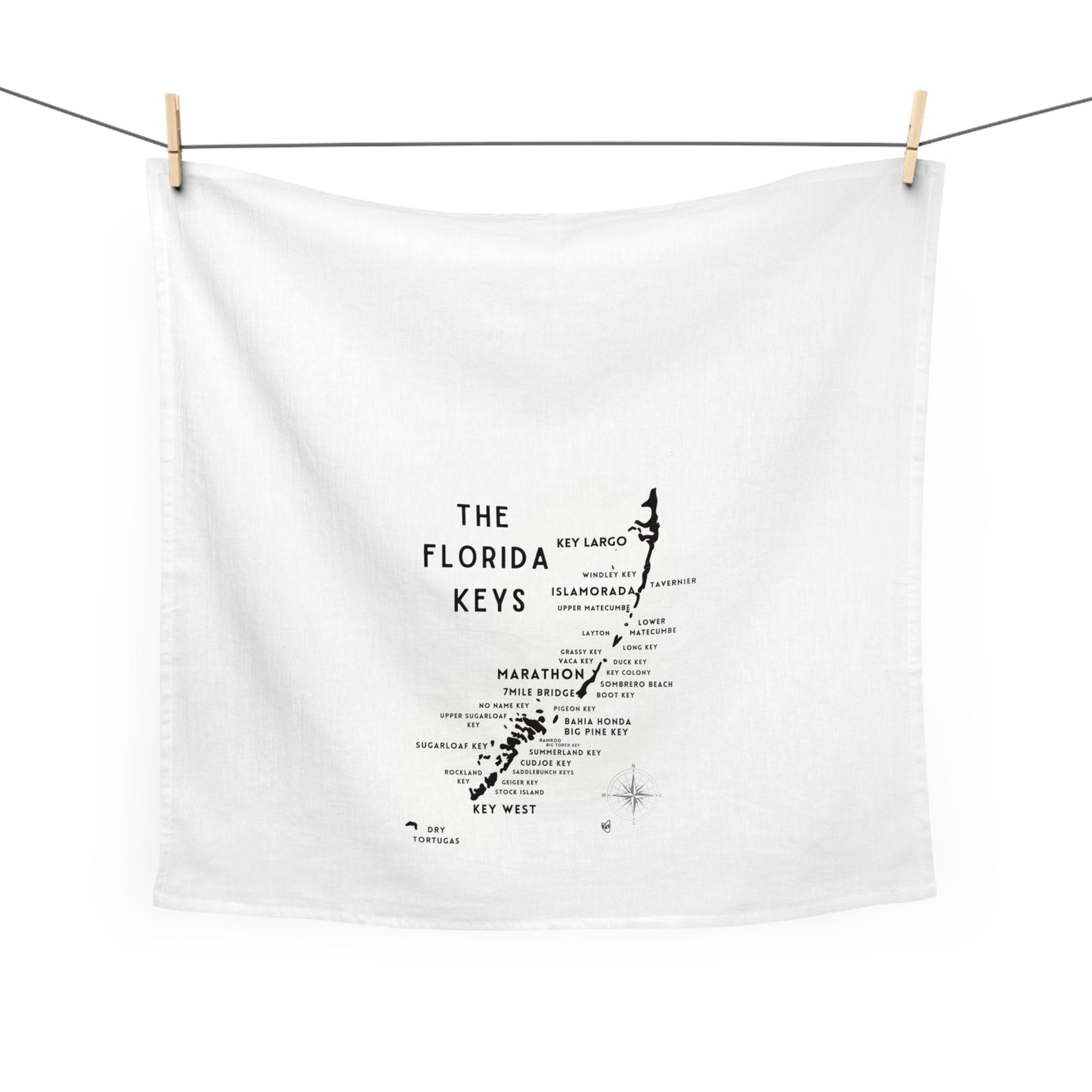 Florida Keys Map Tea Towel - Coastal Kitchen Decor, Nautical Dish Towel, Beach House Gift, Tropical Home Decor, Island Map Decor