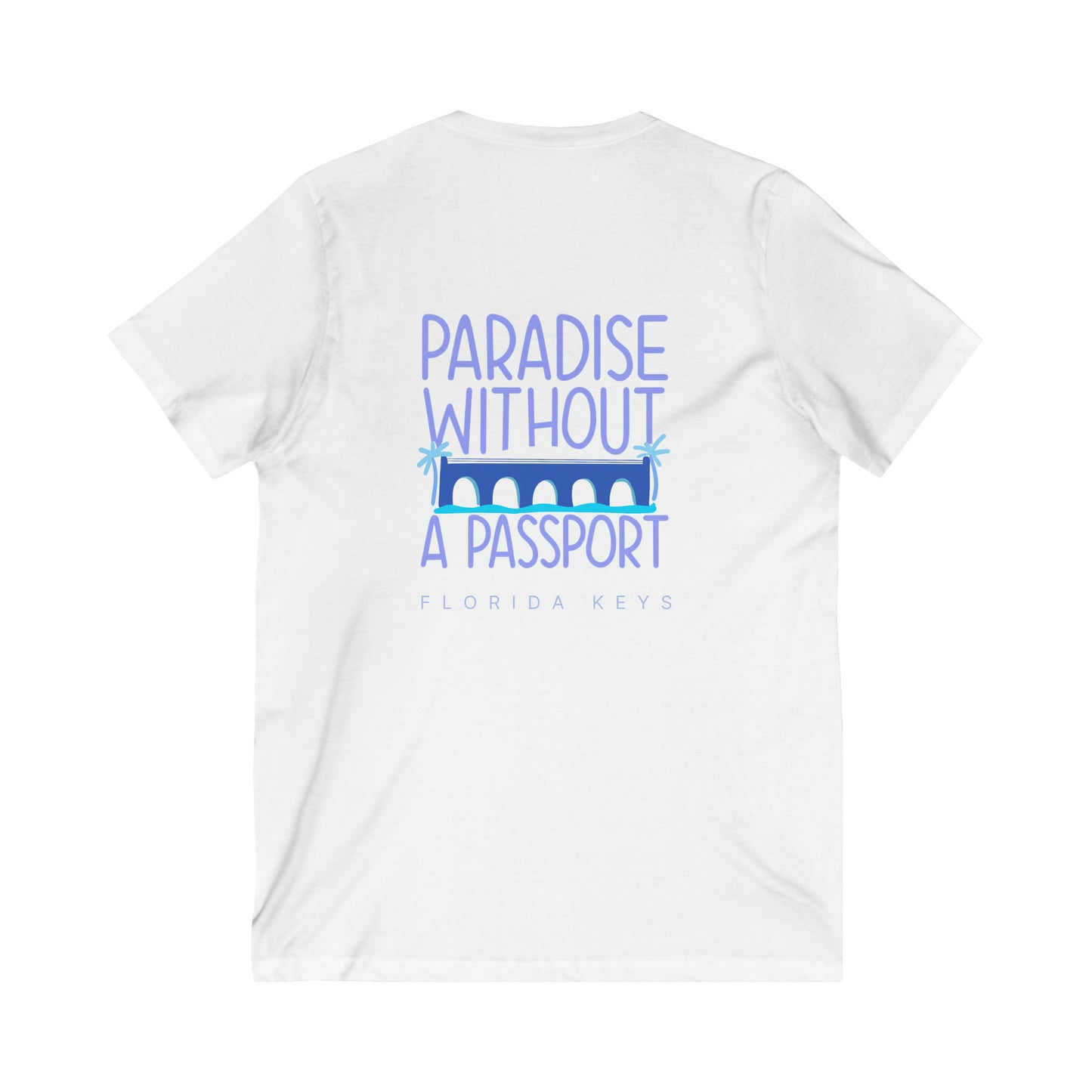 paradise without a passport - seven mile bridge tee - vneck shirt floirda keys