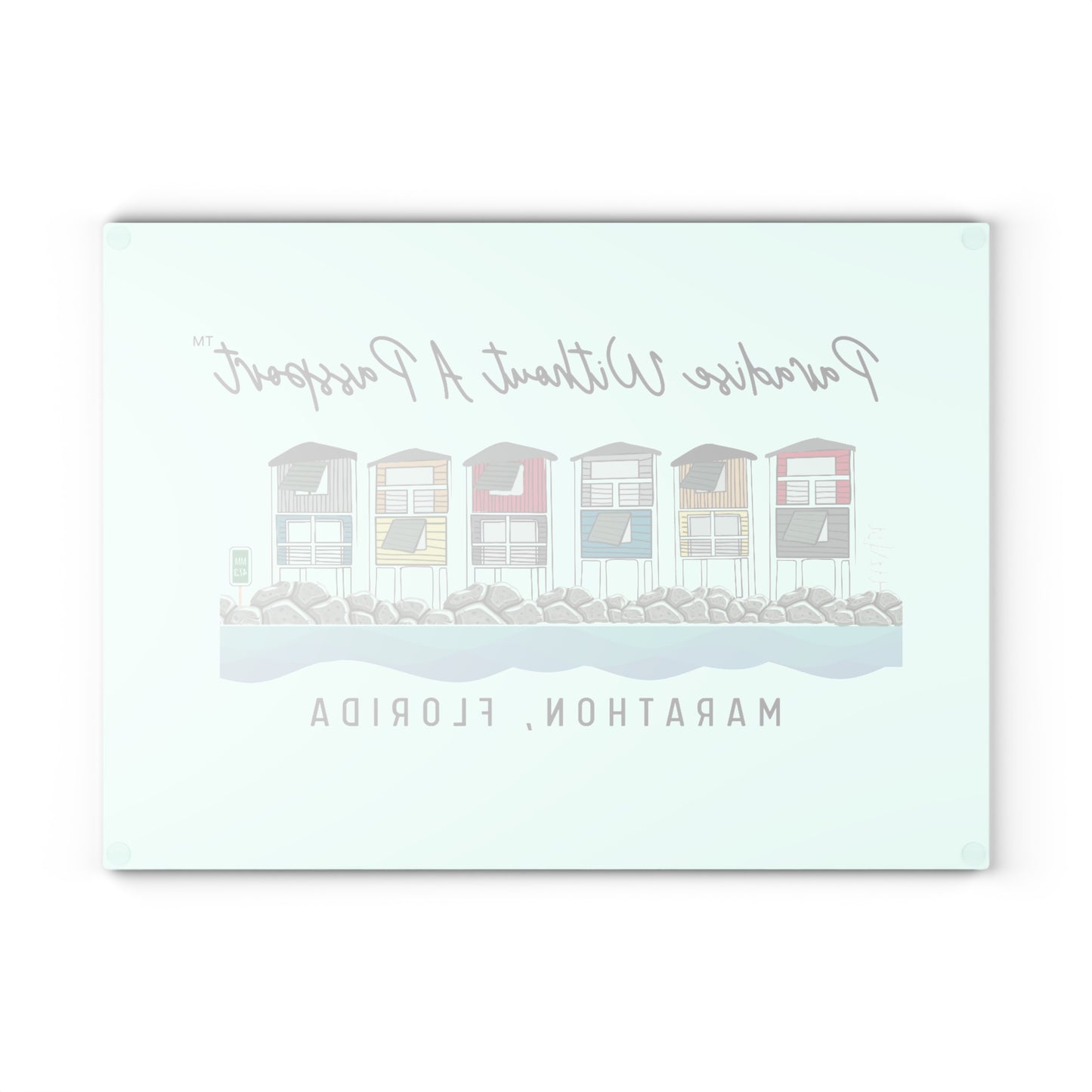 Paradise without a Passport - Glass Cutting Board