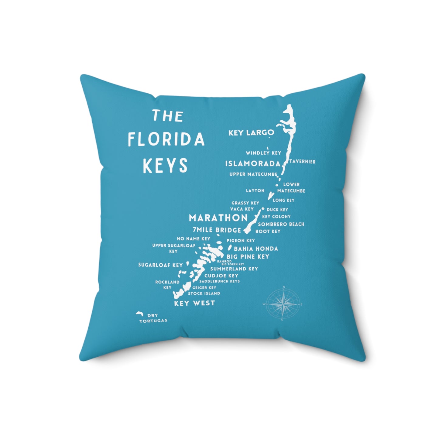 Florida Keys Map Pillow - blue and white - marathon, islamorada, key west, key largo - throw pillows - four sizes