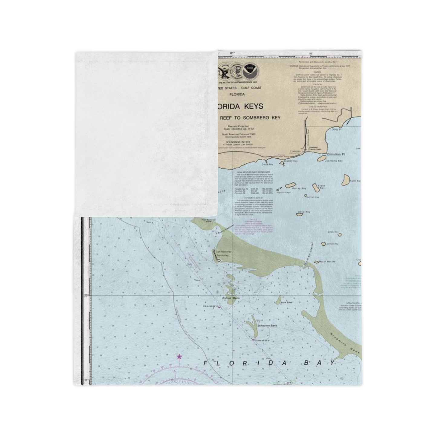 Florida Keys Coastal Map Plush Blanket - - soft cozy gift