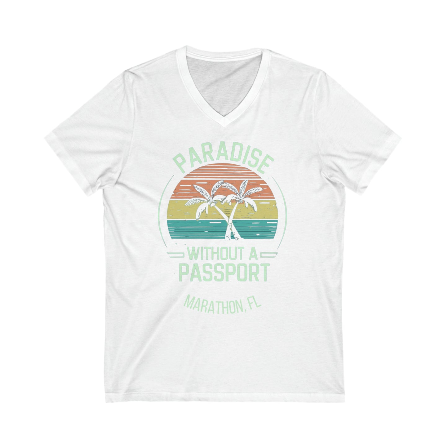 Paradise without a passport vintage -  vneck tee - marathon florida vneck - womens or mens