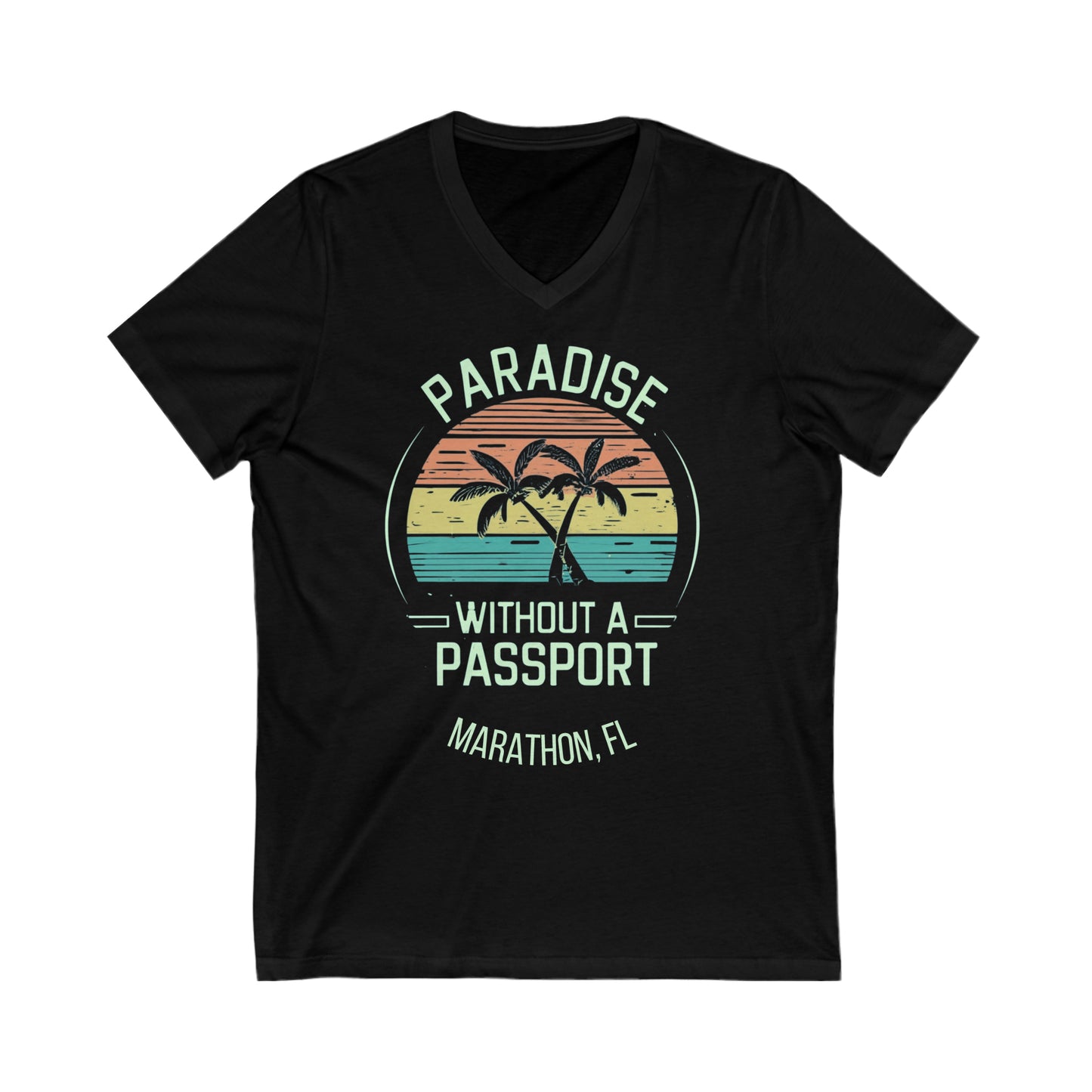 Paradise without a passport vintage -  vneck tee - marathon florida vneck - womens or mens