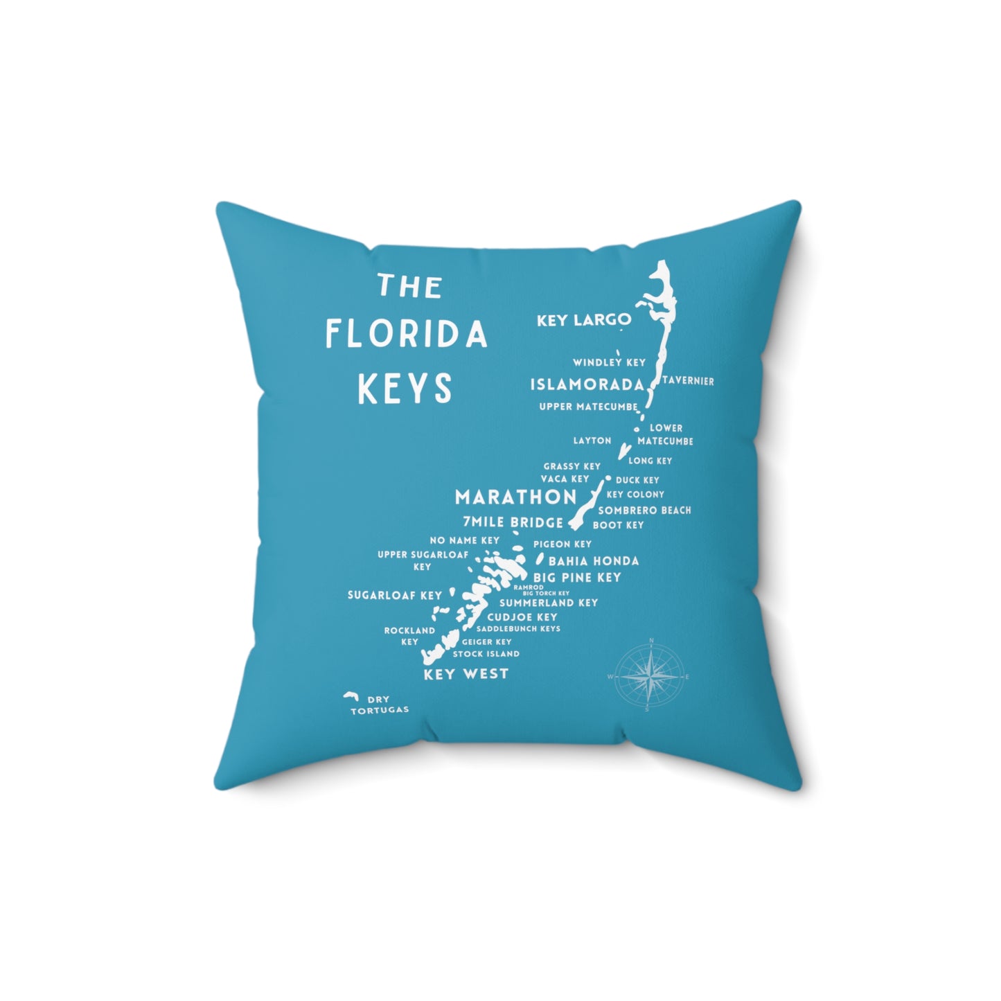 Florida Keys Map Pillow - blue and white - marathon, islamorada, key west, key largo - throw pillows - four sizes