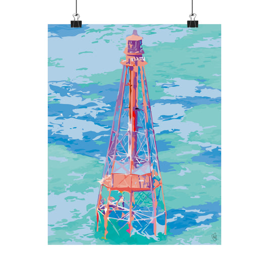 Marathon lighthouse poster - Florida keys art - marathon Florida