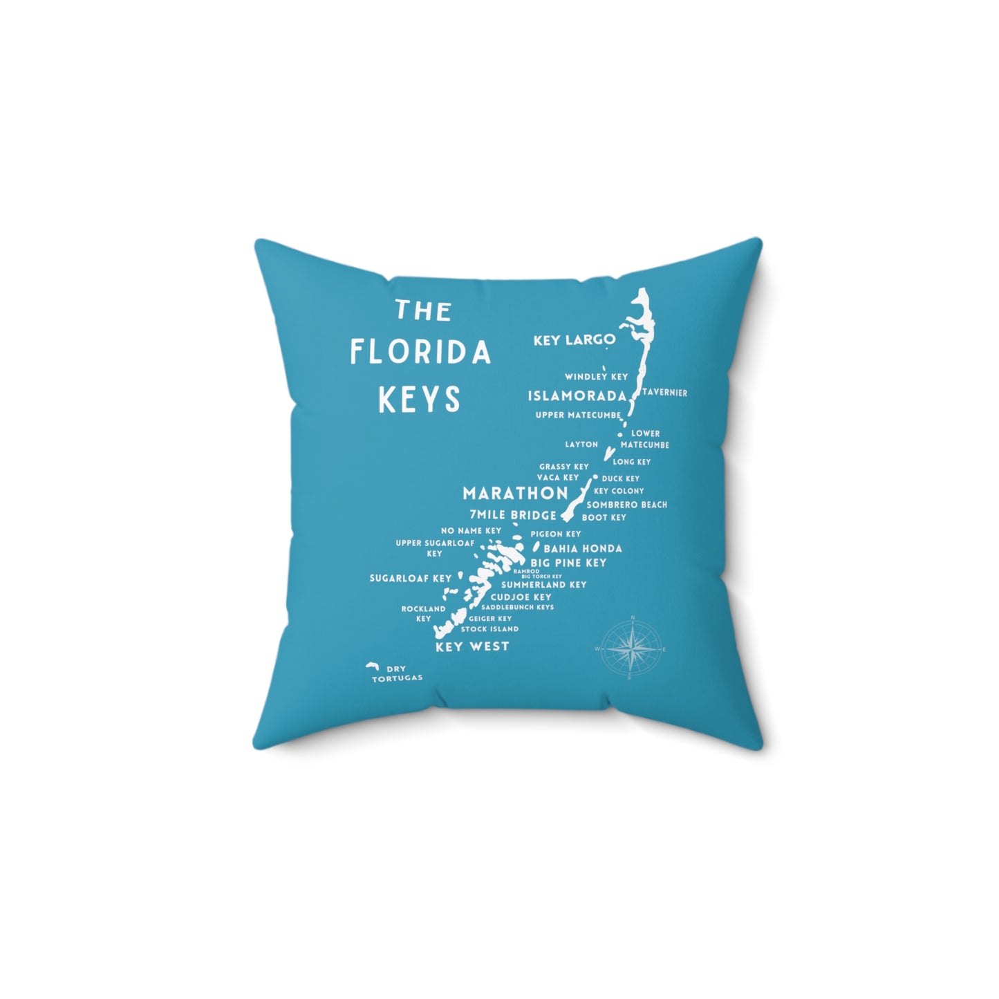 Florida Keys Map Pillow - blue and white - marathon, islamorada, key west, key largo - throw pillows - four sizes