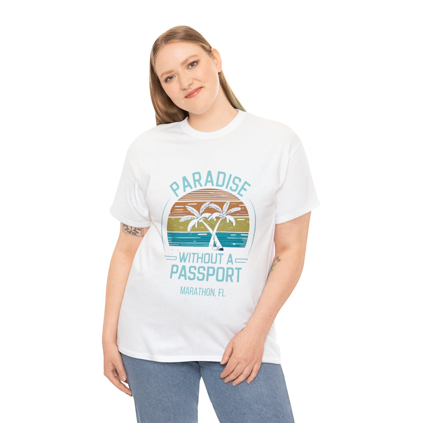 Paradise without a Passport - vintage tee - Unisex Heavy Cotton Tee