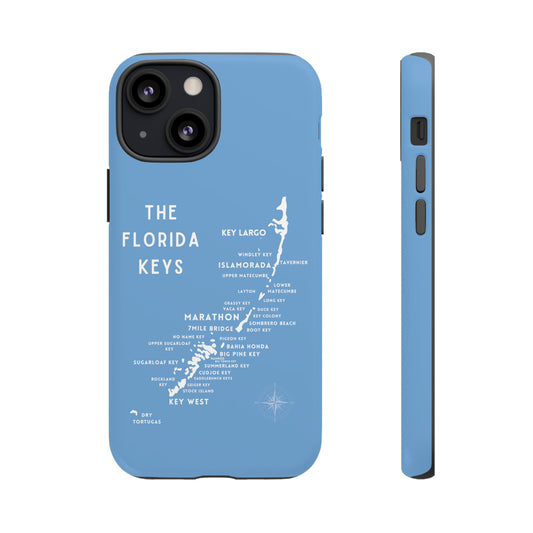 Florida keys map - iPhone Samsung pixel phone Case blue with white
