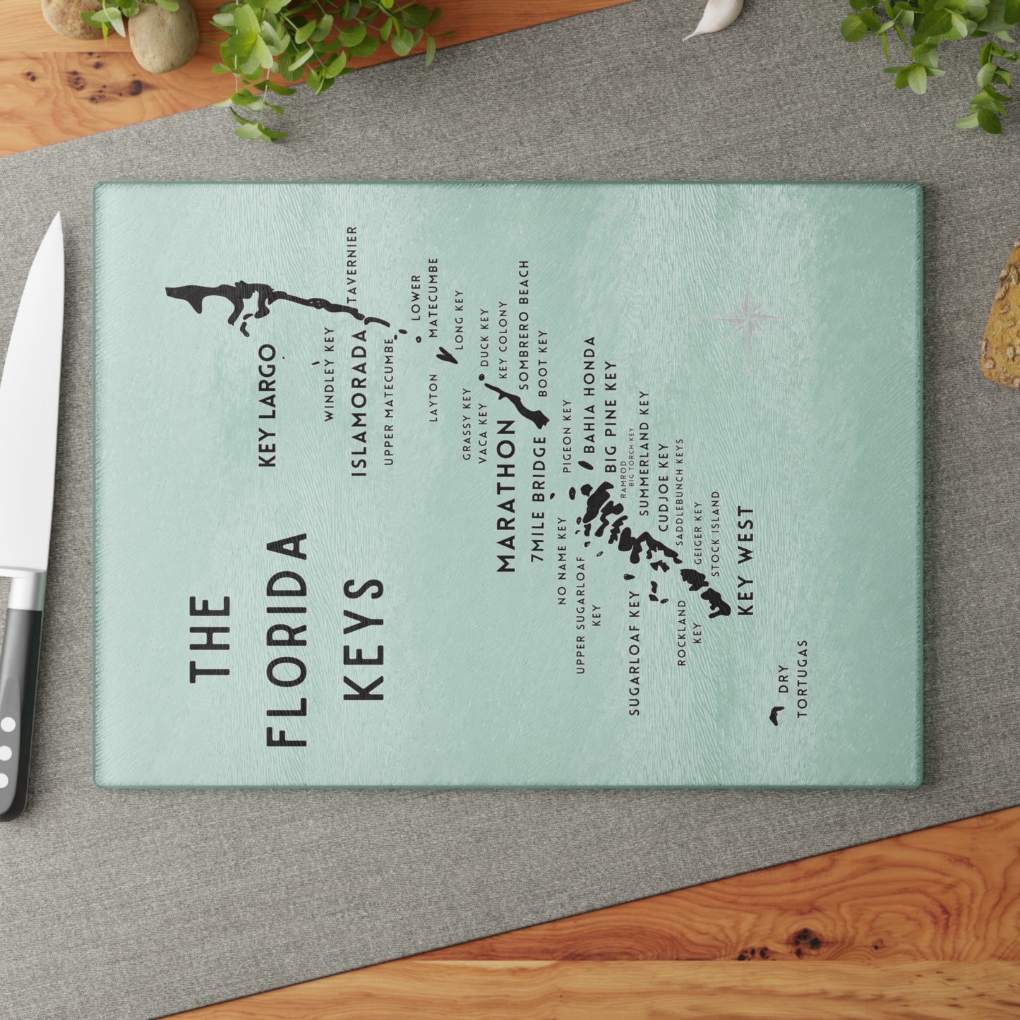 Florida Keys Map - Cutting Board - Marathon, Key West, Islamorada Gift Idea, Housewarming Gift