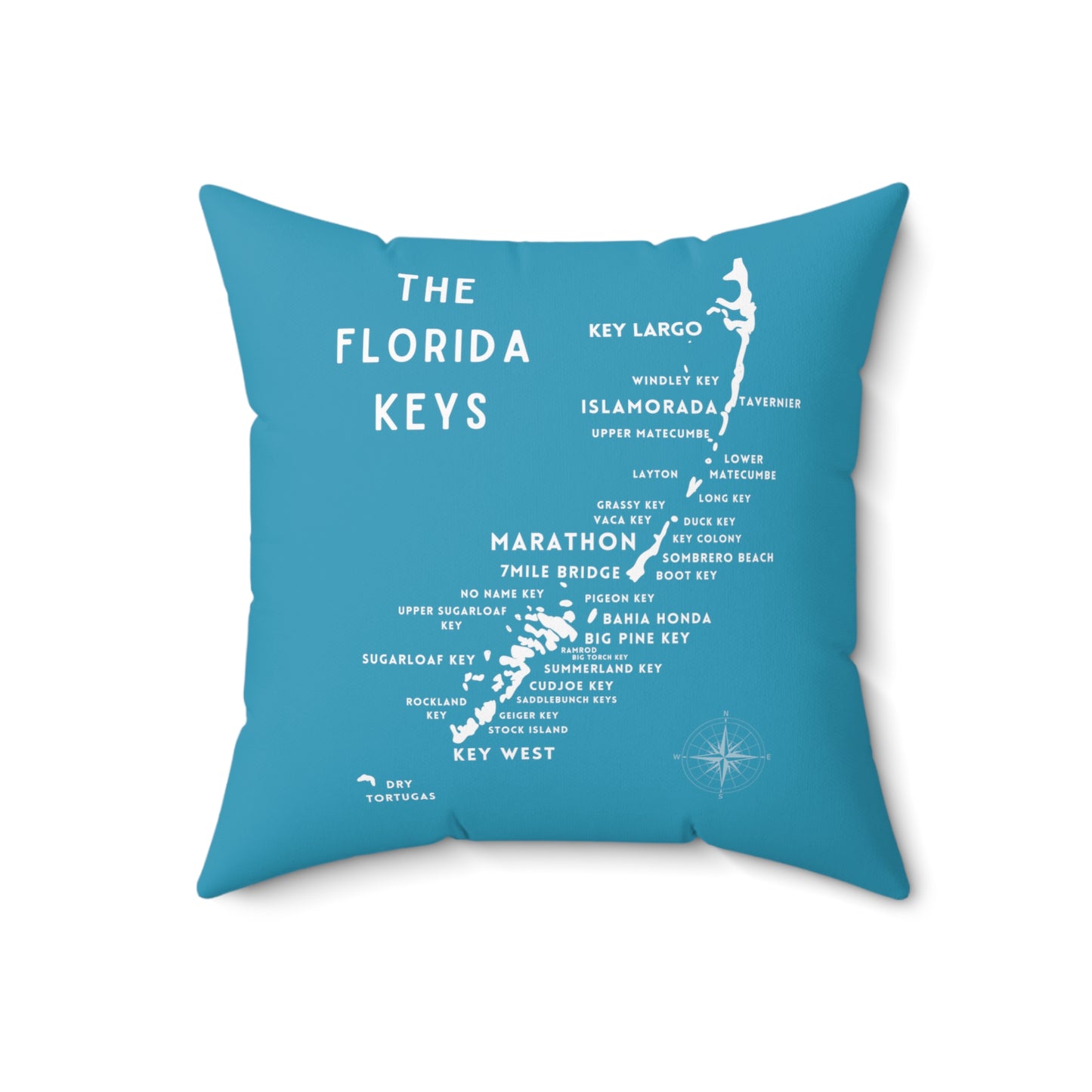 Florida Keys Map Pillow - blue and white - marathon, islamorada, key west, key largo - throw pillows - four sizes