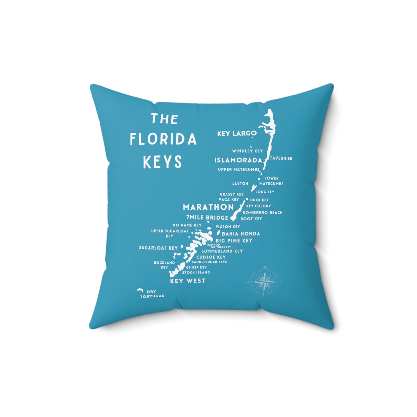 Florida Keys Map Pillow - blue and white - marathon, islamorada, key west, key largo - throw pillows - four sizes