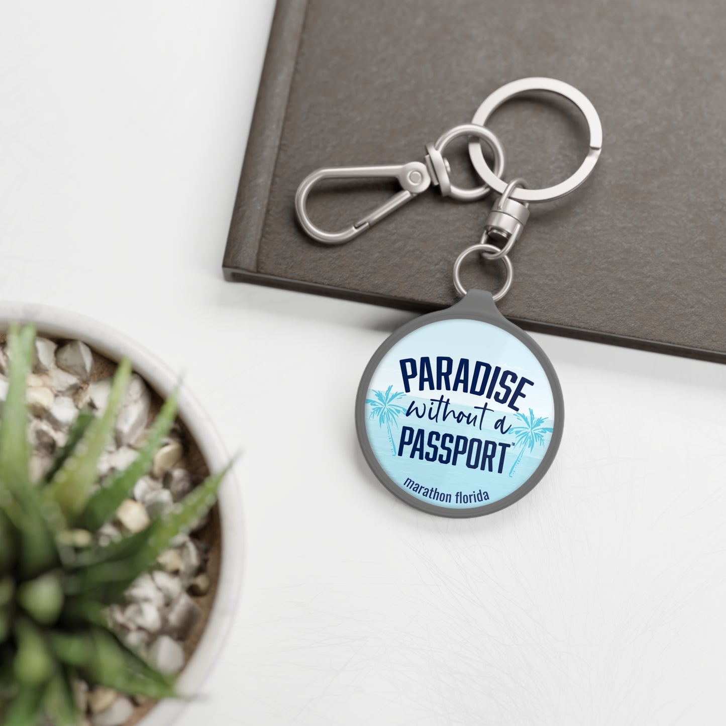 paradise without a passport keychain - florida keys - keychain