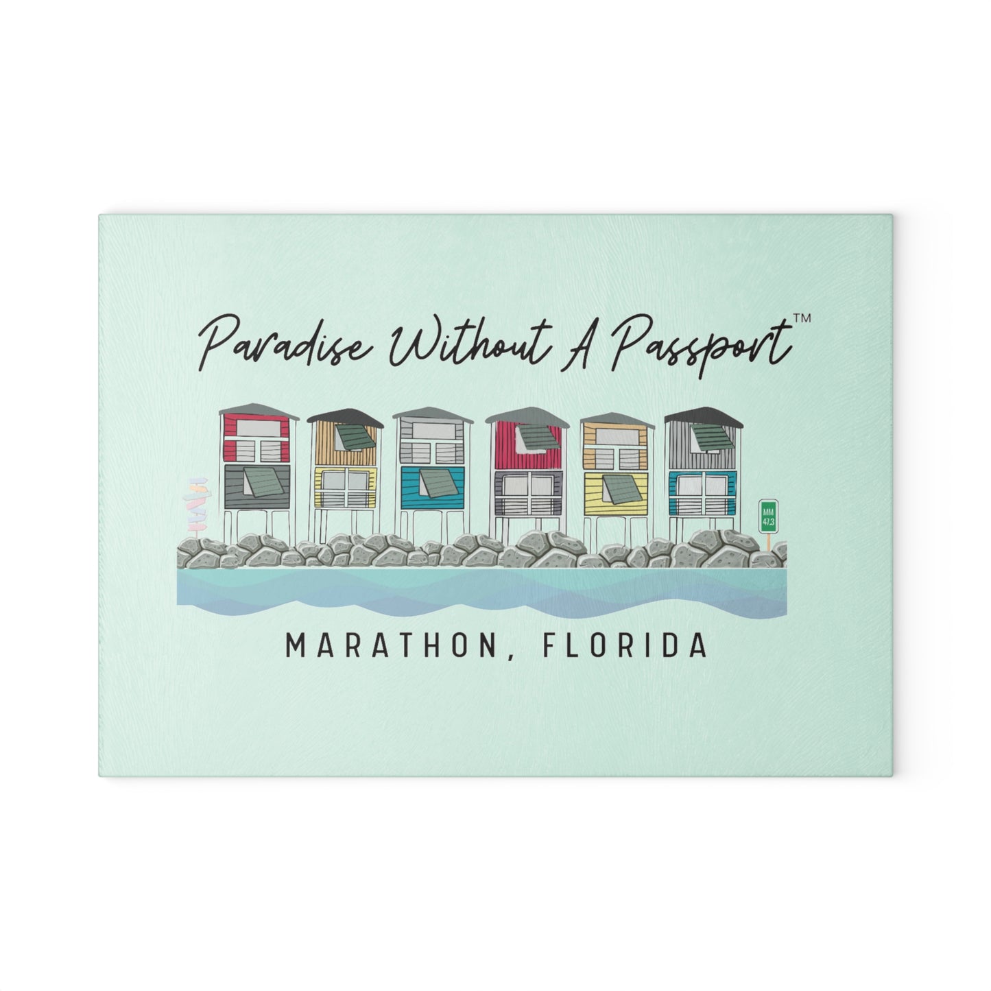 Paradise without a Passport - Glass Cutting Board