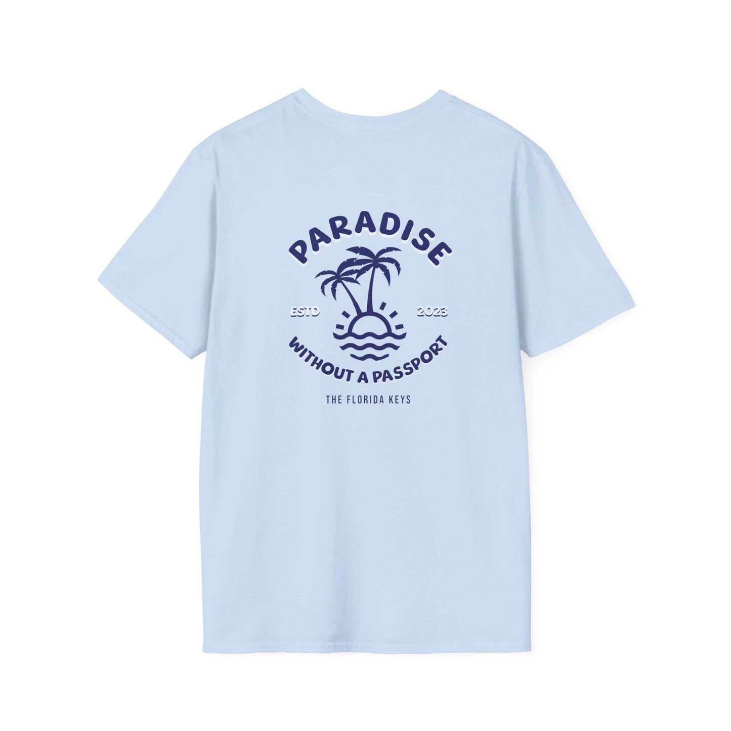 Paradise without a Passport - palm tree shirt - multicolor soft tee