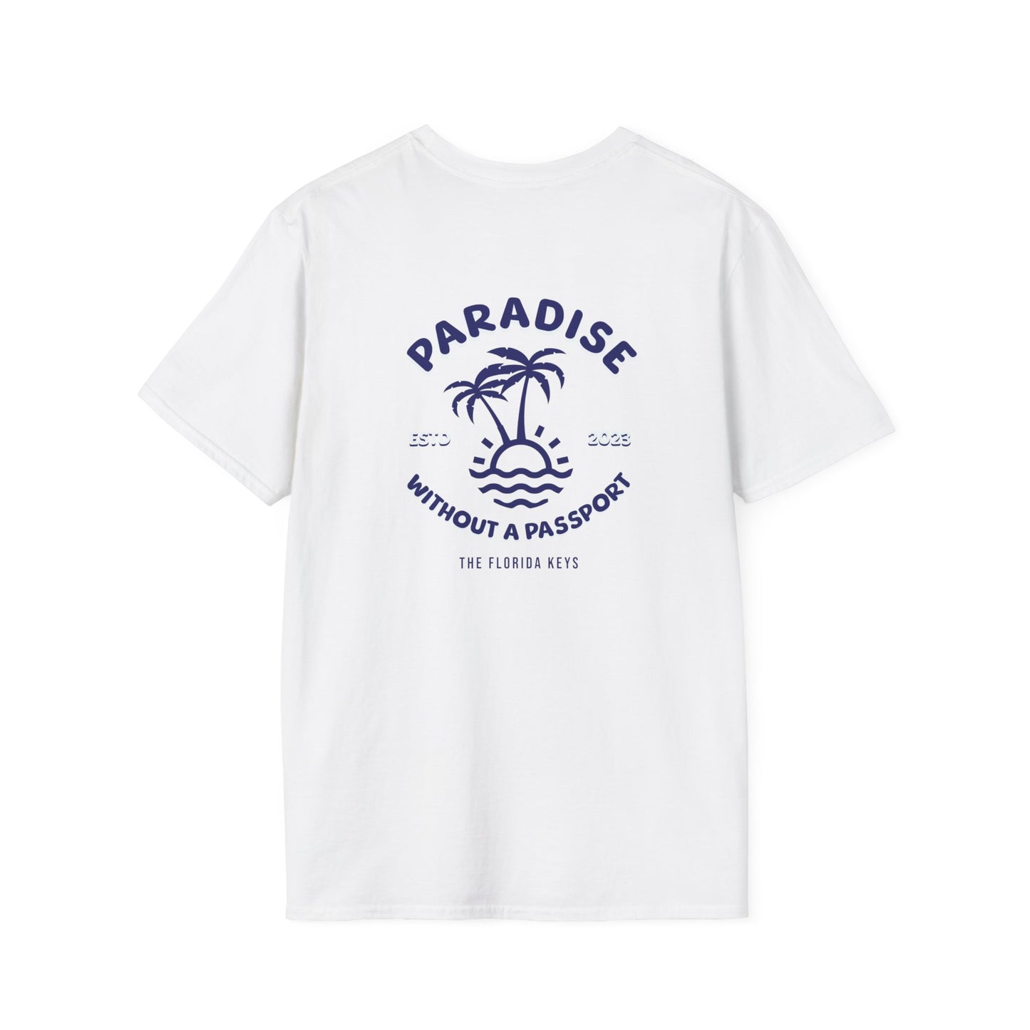 Paradise without a Passport - palm tree shirt - multicolor soft tee