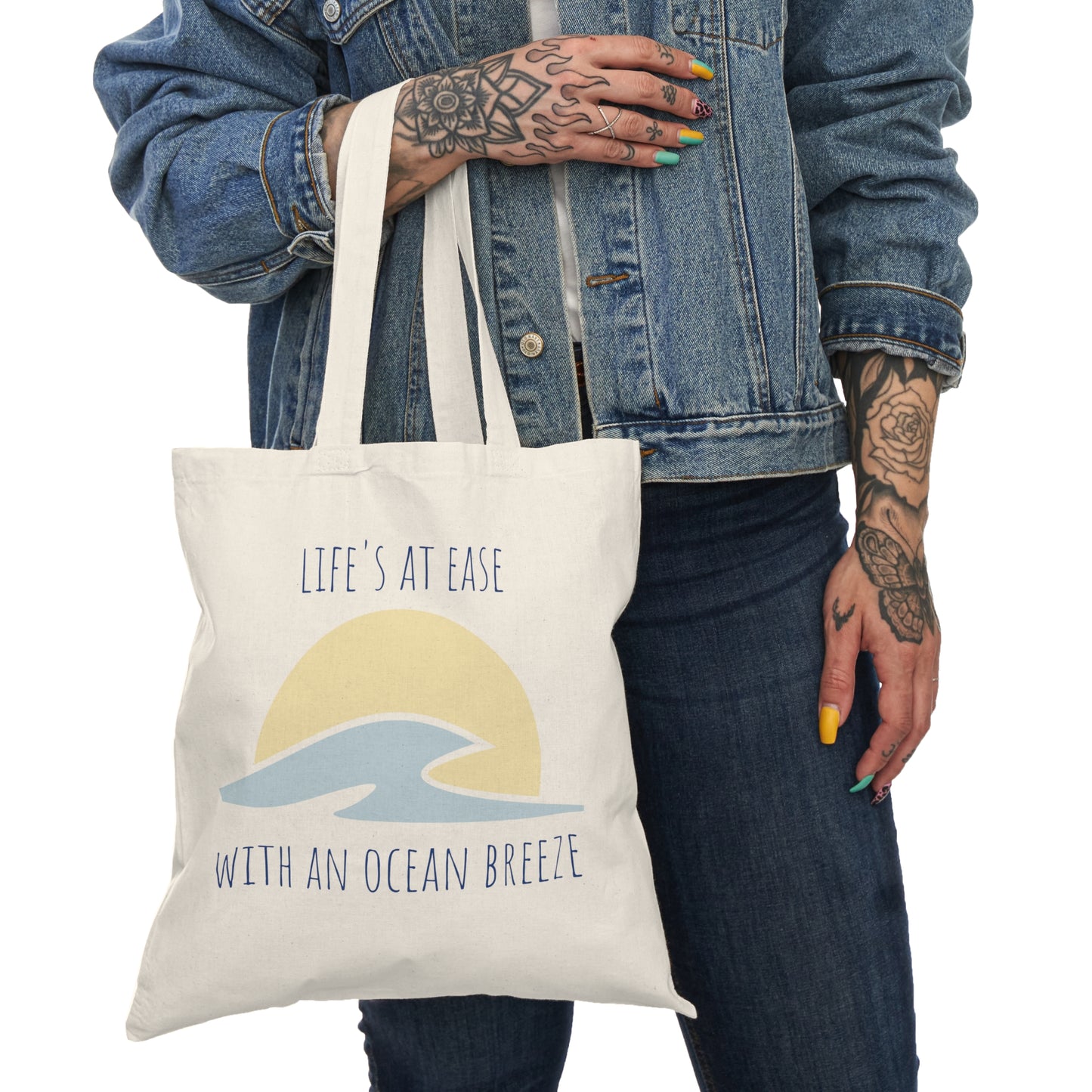 life's at ease with an ocean breeze - florida keys tote bag - beach tote - florida beach bag