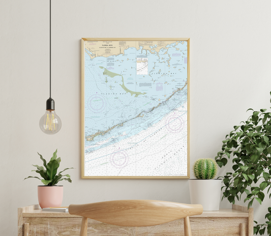 Florida Keys Map from Miami to Key West - Wall Art - Map of Florida Keys - Poster Florida Keys - Vintage Map - Art print florida keys