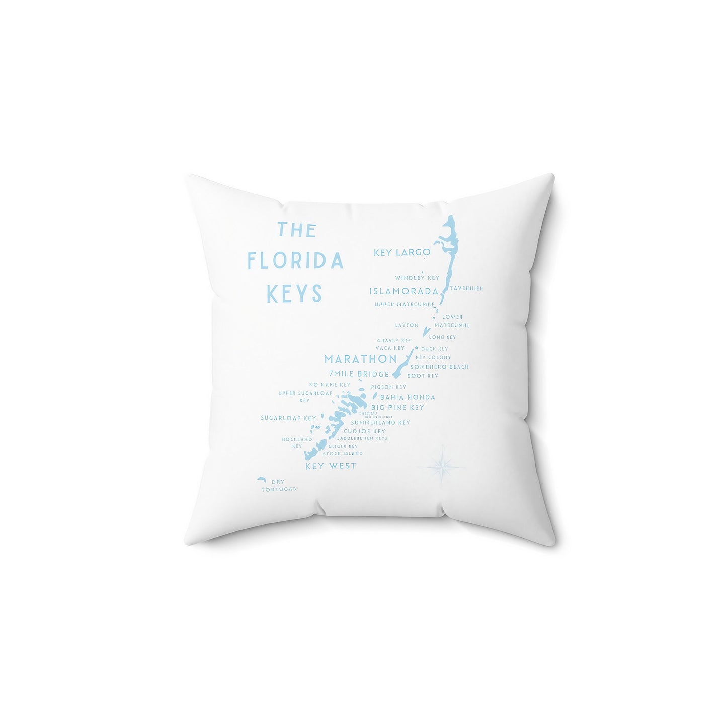 Florida Keys Map Pillow, Pink Throw Pillow, Key Largo, Marathon, Islamorada, Key West Fl unique gift