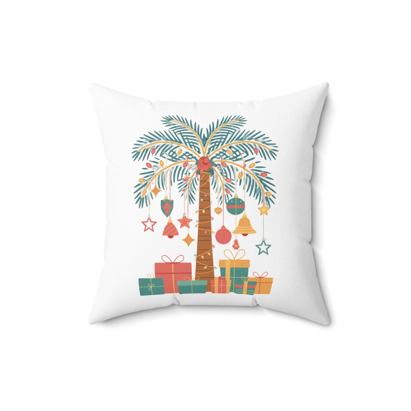 Beach Christmas throw pillows - palm tree holiday decor - four sizes