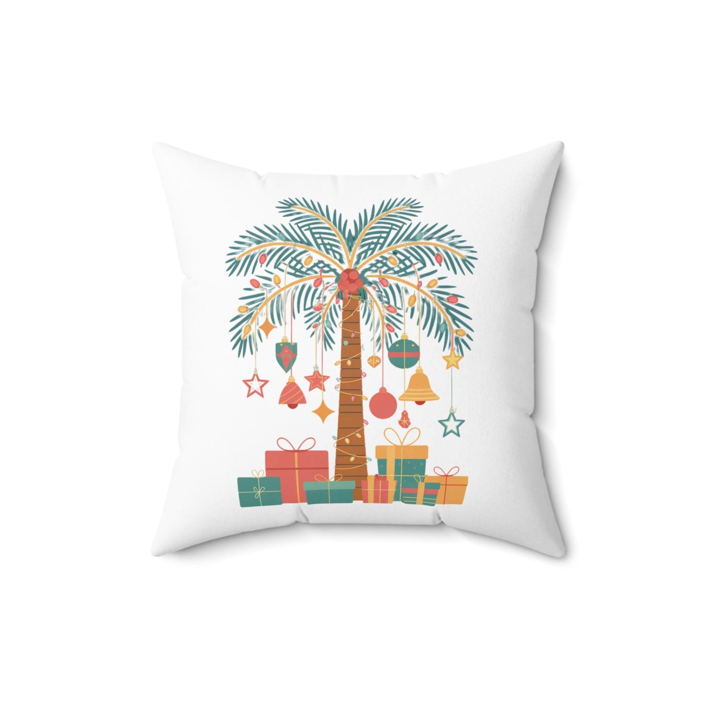Beach Christmas throw pillows - palm tree holiday decor - four sizes