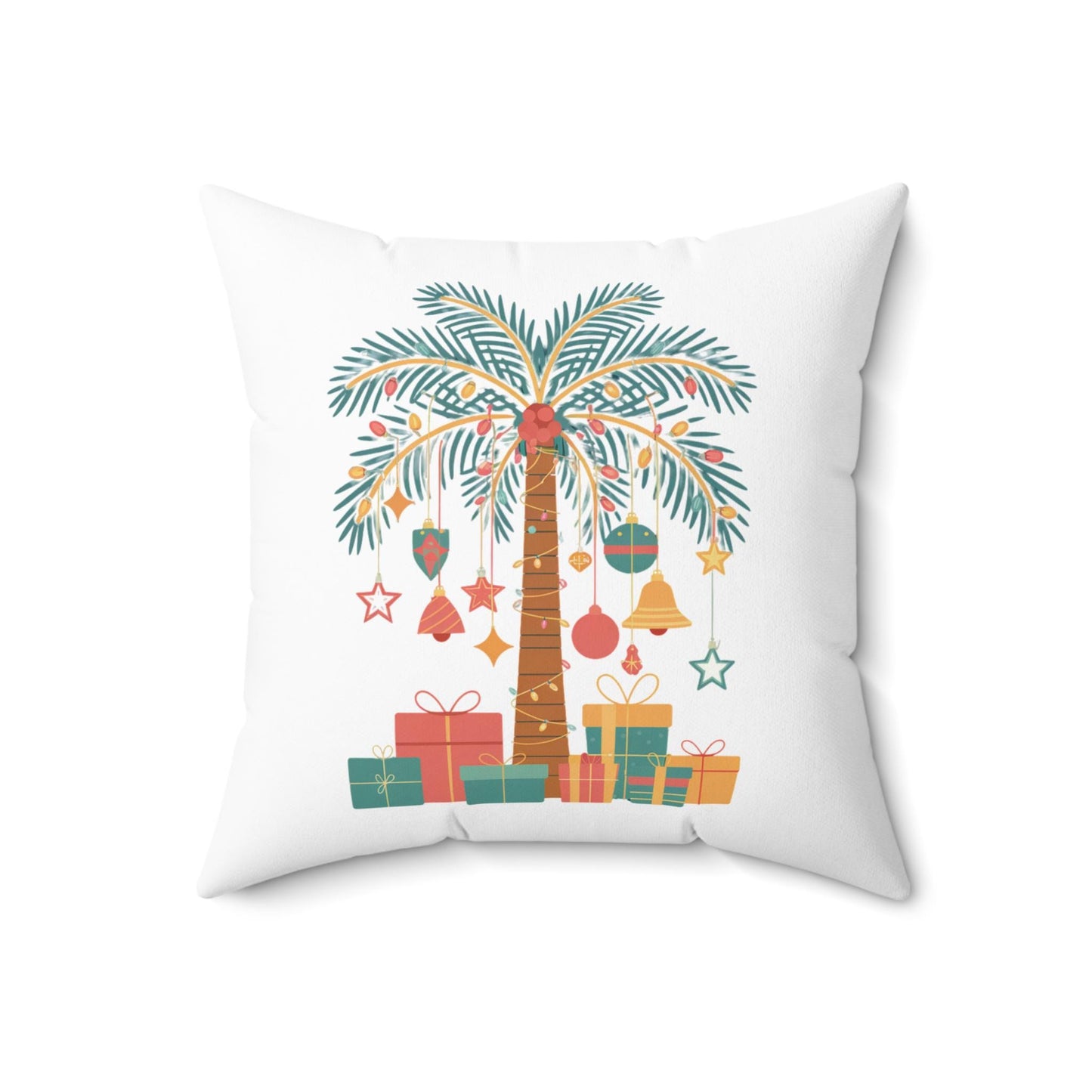 Beach Christmas throw pillows - palm tree holiday decor - four sizes