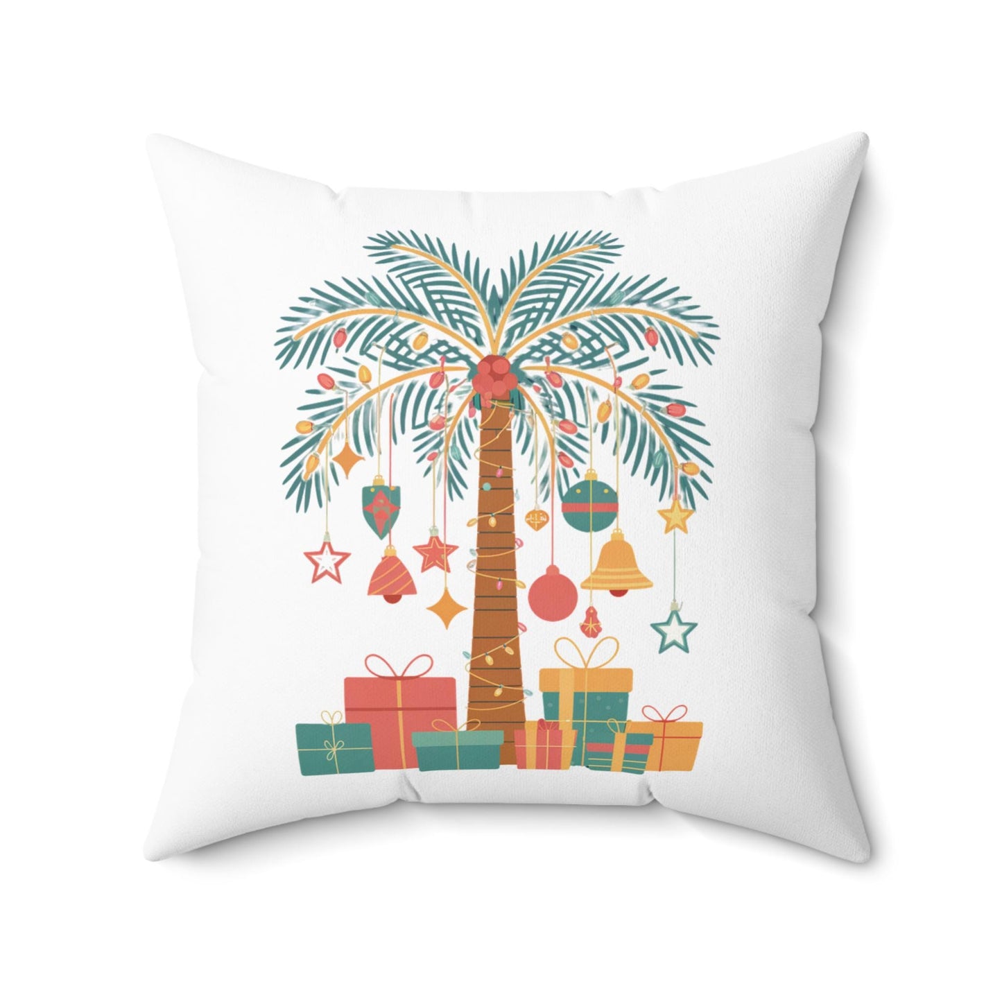 Beach Christmas throw pillows - palm tree holiday decor - four sizes