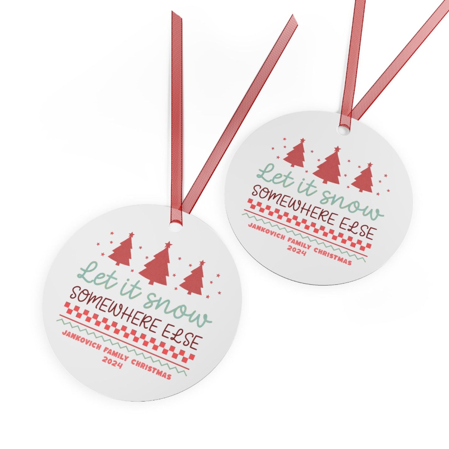 Custom Beachy Christmas themed ornament, Metal, double sided