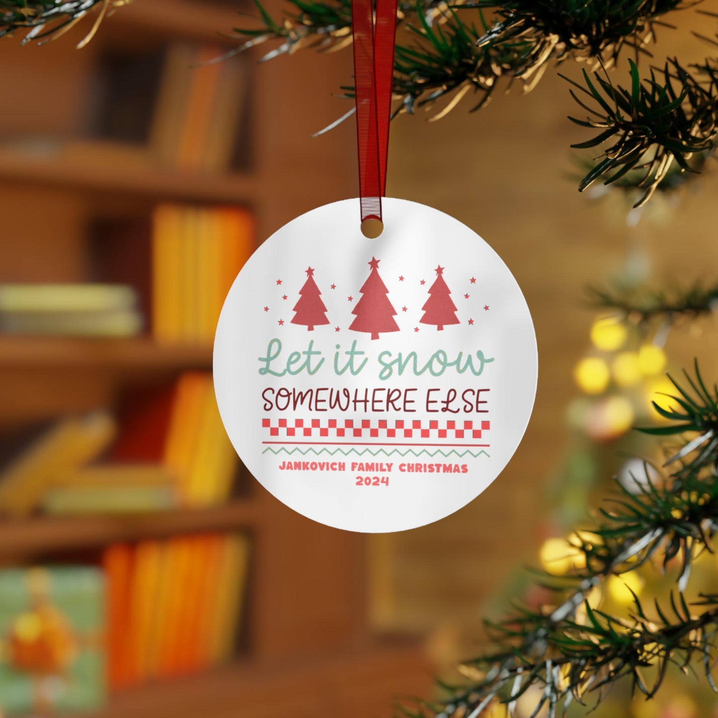 Custom Beachy Christmas themed ornament, Metal, double sided