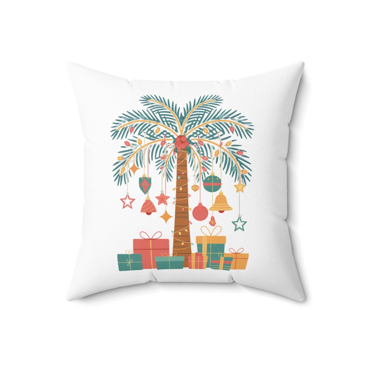 Beach Christmas throw pillows - palm tree holiday decor - four sizes