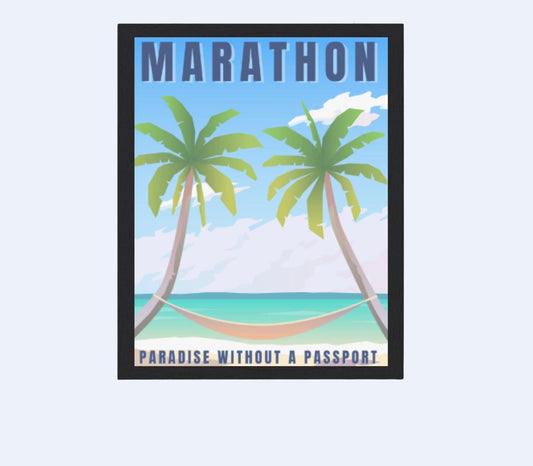 paradise without a passport poster, florida national park travel poster, marathon florida, florida keys